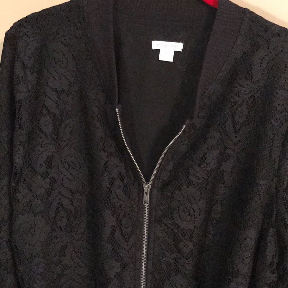 Black lace, zip up jacket by Xhilaration